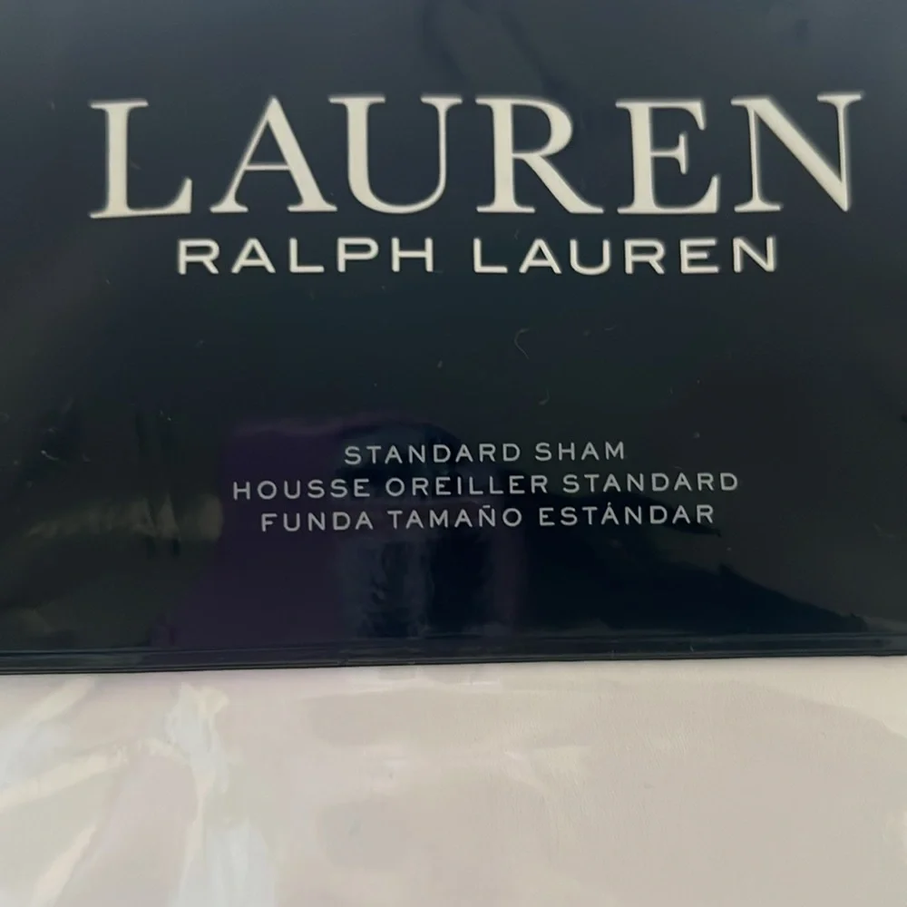 Lauren Ralph Lauren Spencer Sateen Border Sham in White/Sift Grey, Standard NWT
